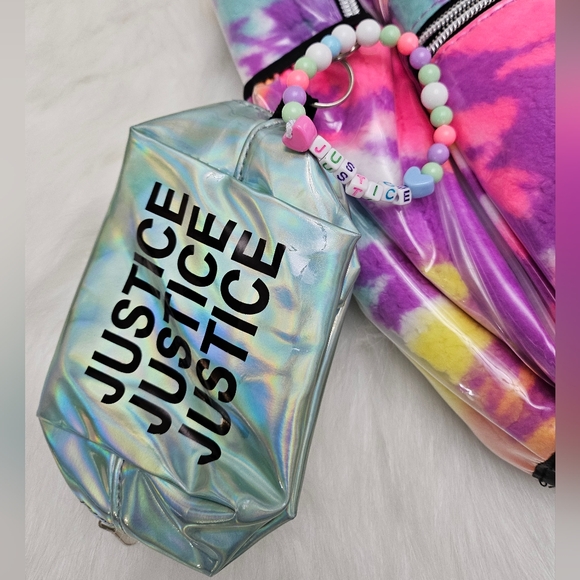 Justice• 3 Piece• 17"• Backpack Set• Tie Dye Sherpa• Purple• New!! - Picture 5 of 7